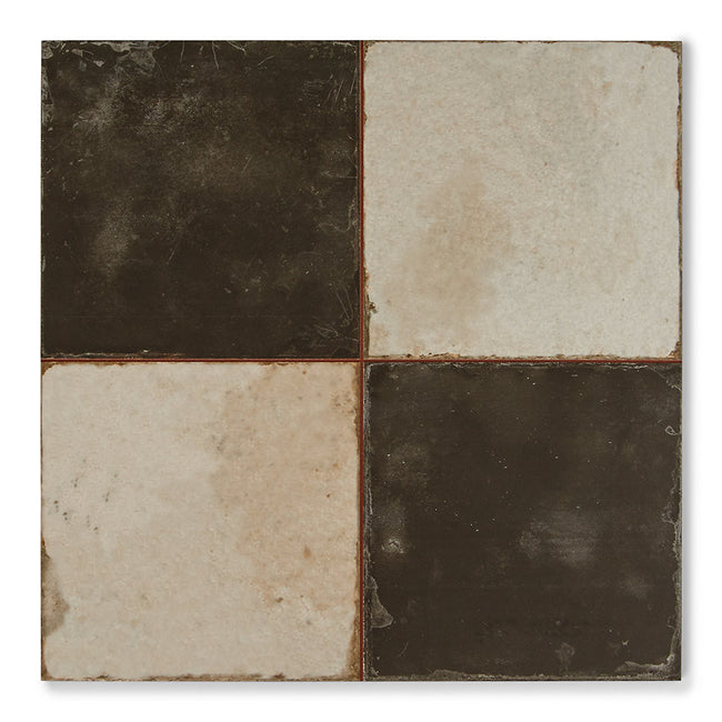 Heritage Chess - Victorian Checkerboard Floor Tile for Kitchens & Hallways, Black and White - 45 x 45 cm, Matt