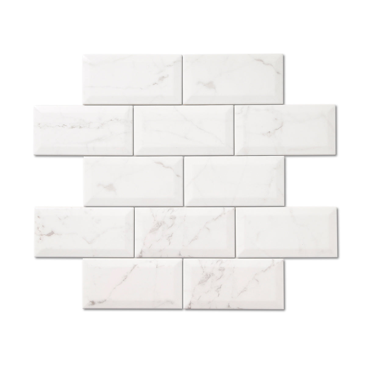 Marble Arch - White Marble Effect Subway Wall Tiles - 7.5 x 15 cm for Bathrooms & Kitchens, Ceramic