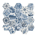 Porto Blue - Moroccan Hexagon Wall Tiles for Kitchen Splashbacks & Bathrooms - 17.6 x 20.1 cm - Ceramic