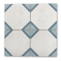 Archive Classic - Blue Geometric Patterned Floor Tiles for Kitchens & Bathrooms - 20 x 20 cm - Porcelain Encaustic Styl