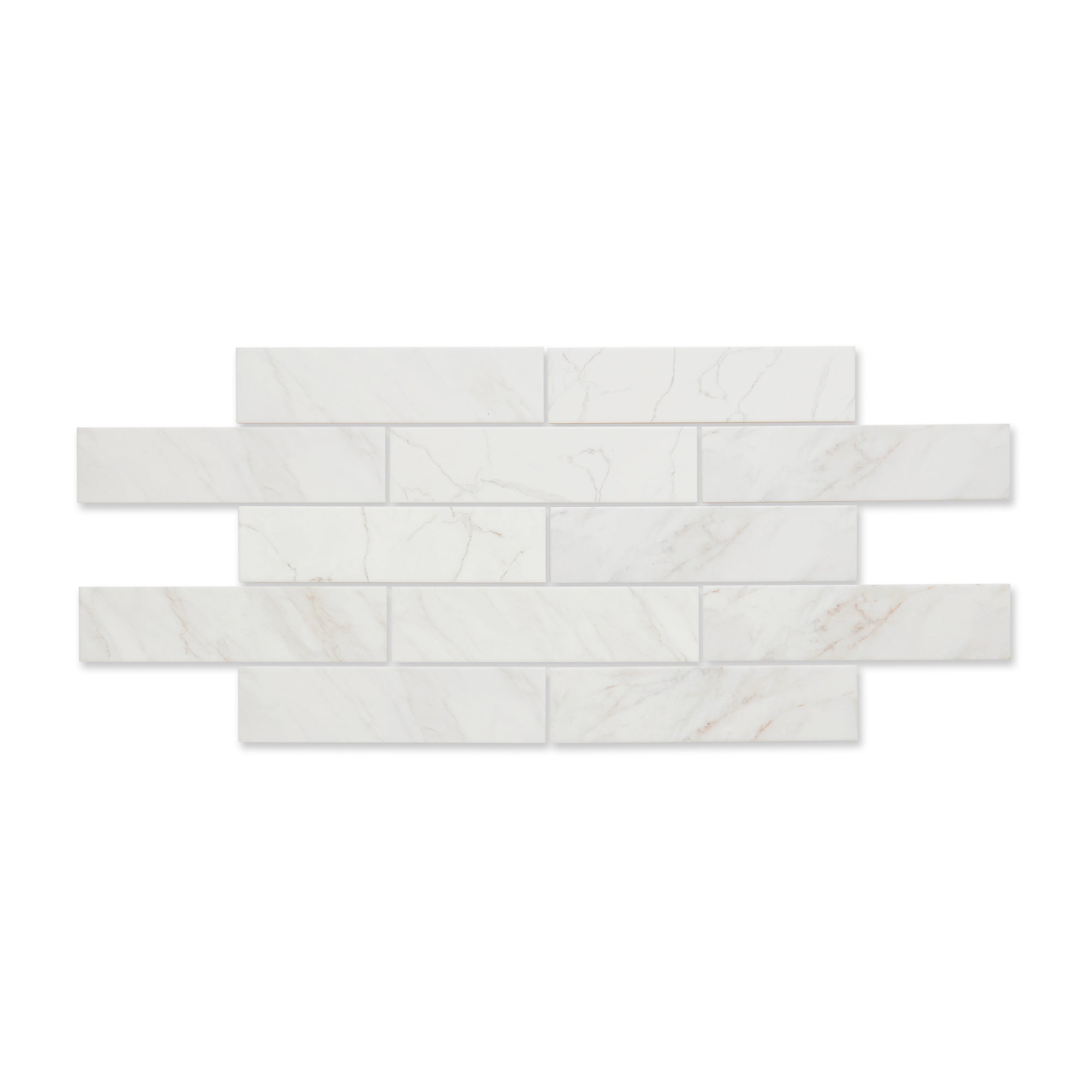 Atrium White - Marble Effect Subway Wall Tiles - 7.5 x 30 cm for Bathrooms & Kitchens, Ceramic