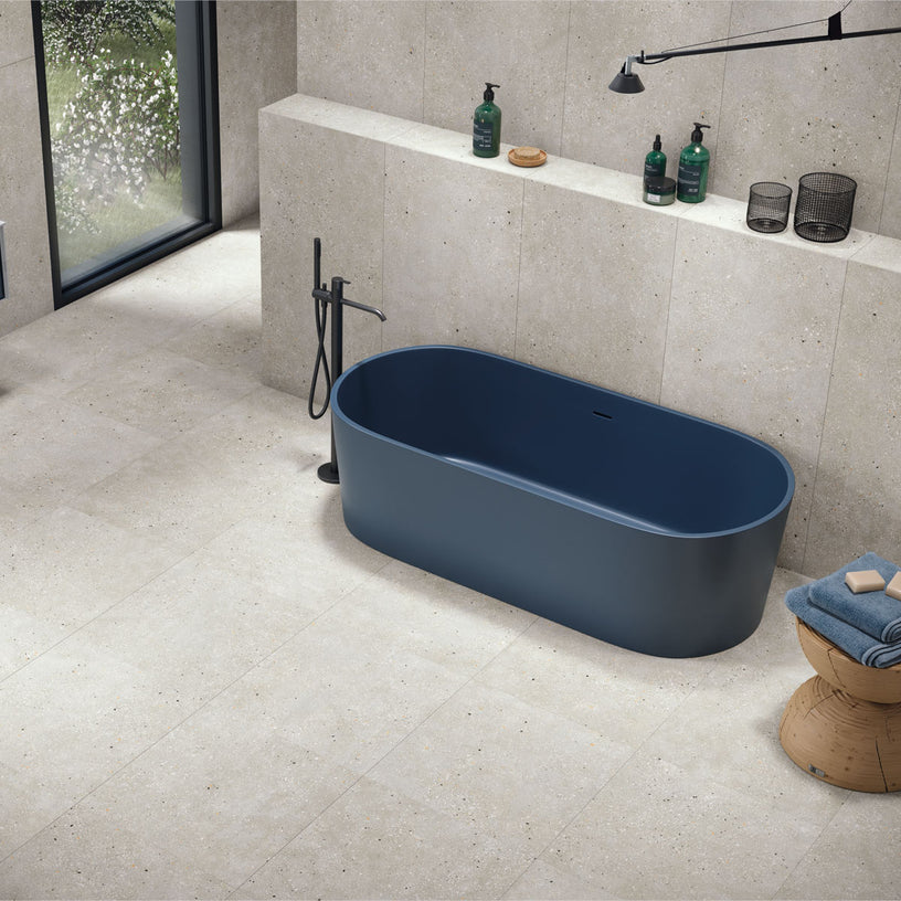 Barbican Light Grey 90 x 90 cm - XL Concrete Floor Tiles for Kitchens & Livings Rooms - Matt Porcelain