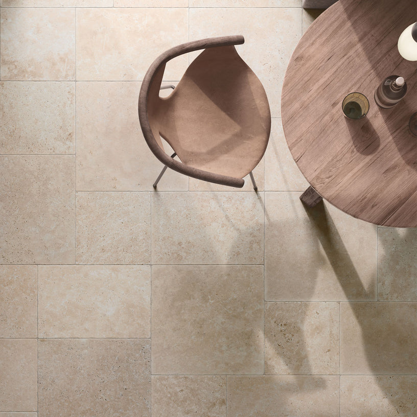 Castello Beige - XL Stone Floor Tiles for Kitchens & Living Rooms  - 50 x 100 cm - Porcelain