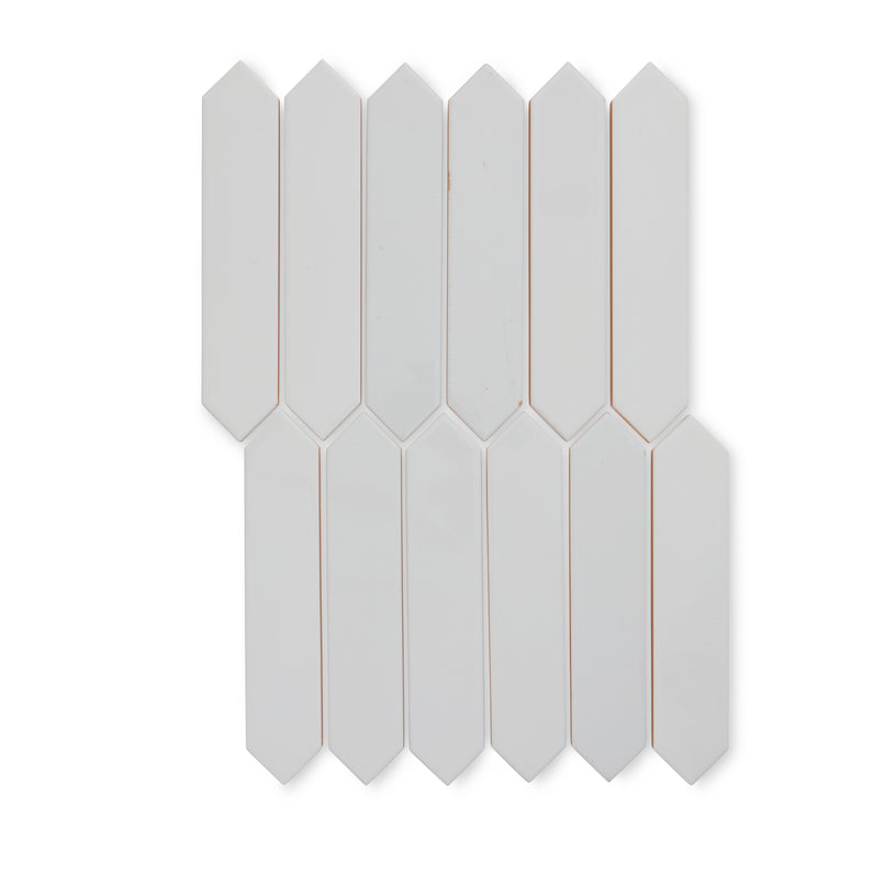 Concorde White - Modern Geometric Wall Tiles for Kitchen Splashbacks & Bathrooms - 5 x 25 cm - Gloss Ceramic