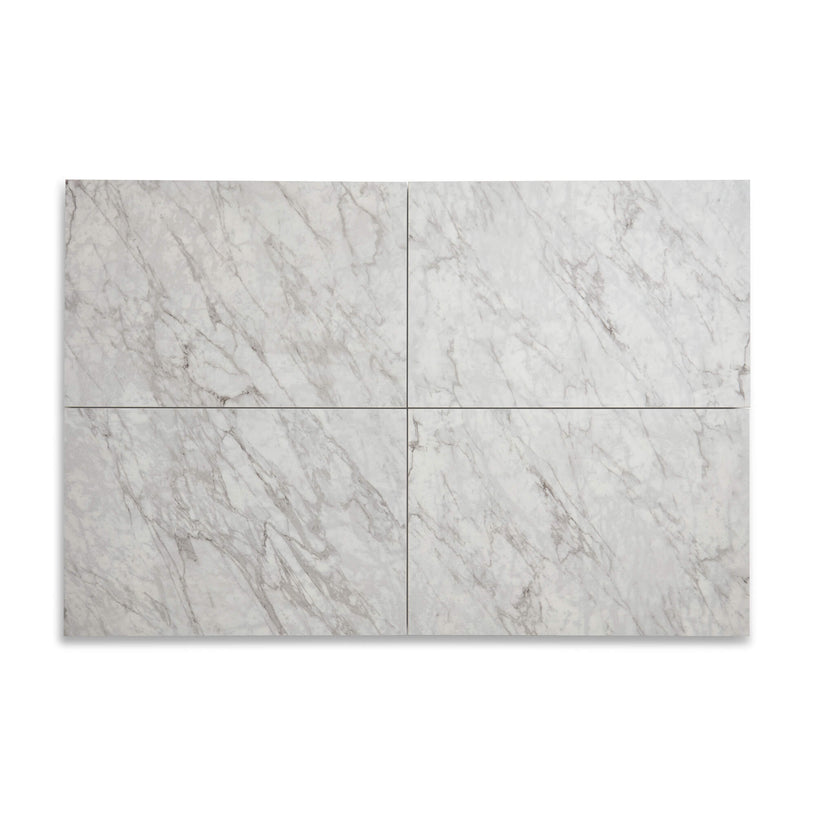 Ethos Carrara 60 x 90 cm - XL White Marble Style Outdoor Porcelain Paving Tiles for Patios & Gardens - 20mm