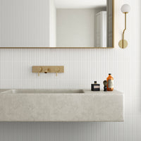 Fluted Snow Decor - White Modern Feature Wall Tiles for Bathrooms & Kitchens - 5 x 20 cm - Matt Porcelain