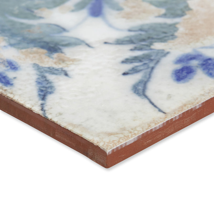 Lisbon Flora - Vintage Flower Patterned Tiles for Kitchen & Bathroom Floors - 45 x 45 cm, Gloss