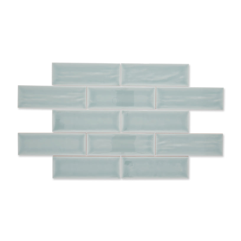 Ripples Green - Modern Gloss Wall Tiles for Kitchen Splashbacks & Bathrooms - 10 x 30 cm - Ceramic
