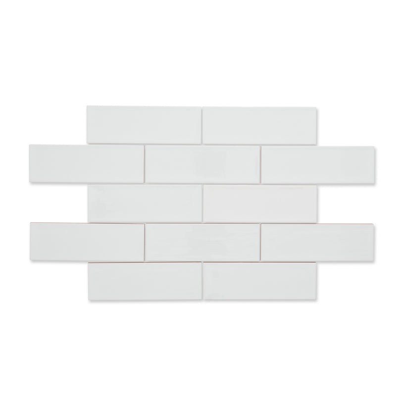 Ripples White - Modern Gloss Wall Tiles for Kitchen Splashbacks & Bathrooms - 10 x 30 cm - Ceramic
