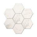 Marmi Hexagon - White Marble Effect Floor & Wall Tiles for Bathrooms & Kitchens - 17.5 x 20cm, Porcelain