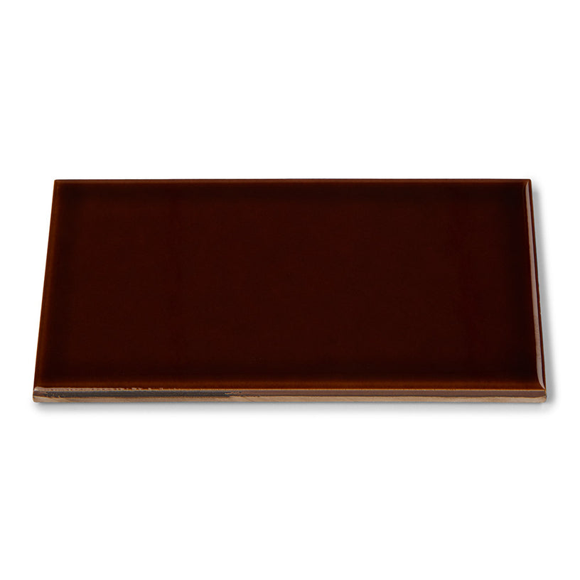 Albert's Chestnut Brown - Gloss, Crackle Glaze Victorian Wall Tiles - 7.5 x 15 cm for Bathrooms, Kitchens & Fireplaces, Ceramic