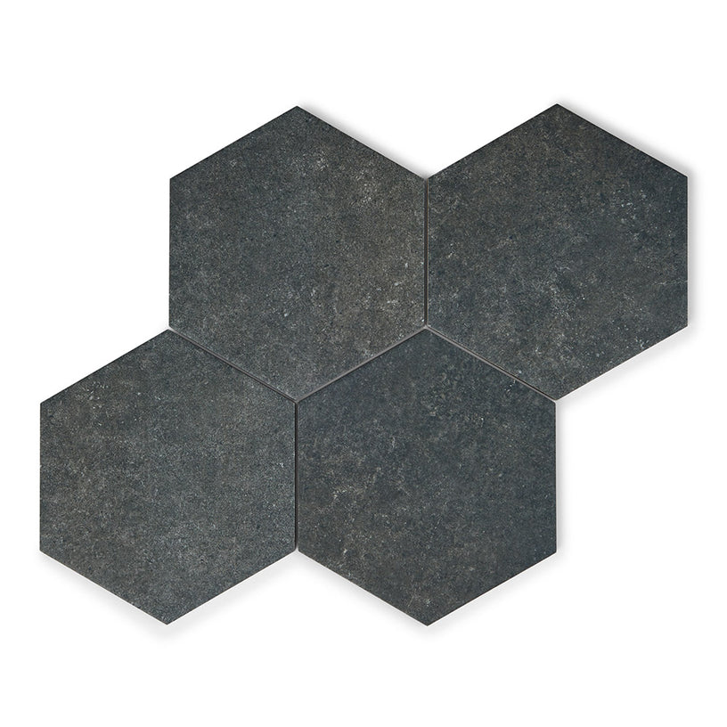 Transit Dark - Grey Hexagon Floor & Wall Tiles for Kitchen Splashbacks, Bathrooms & Hallways - 22 x 25 cm