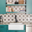 Green Kitchen and Patterned Tiles