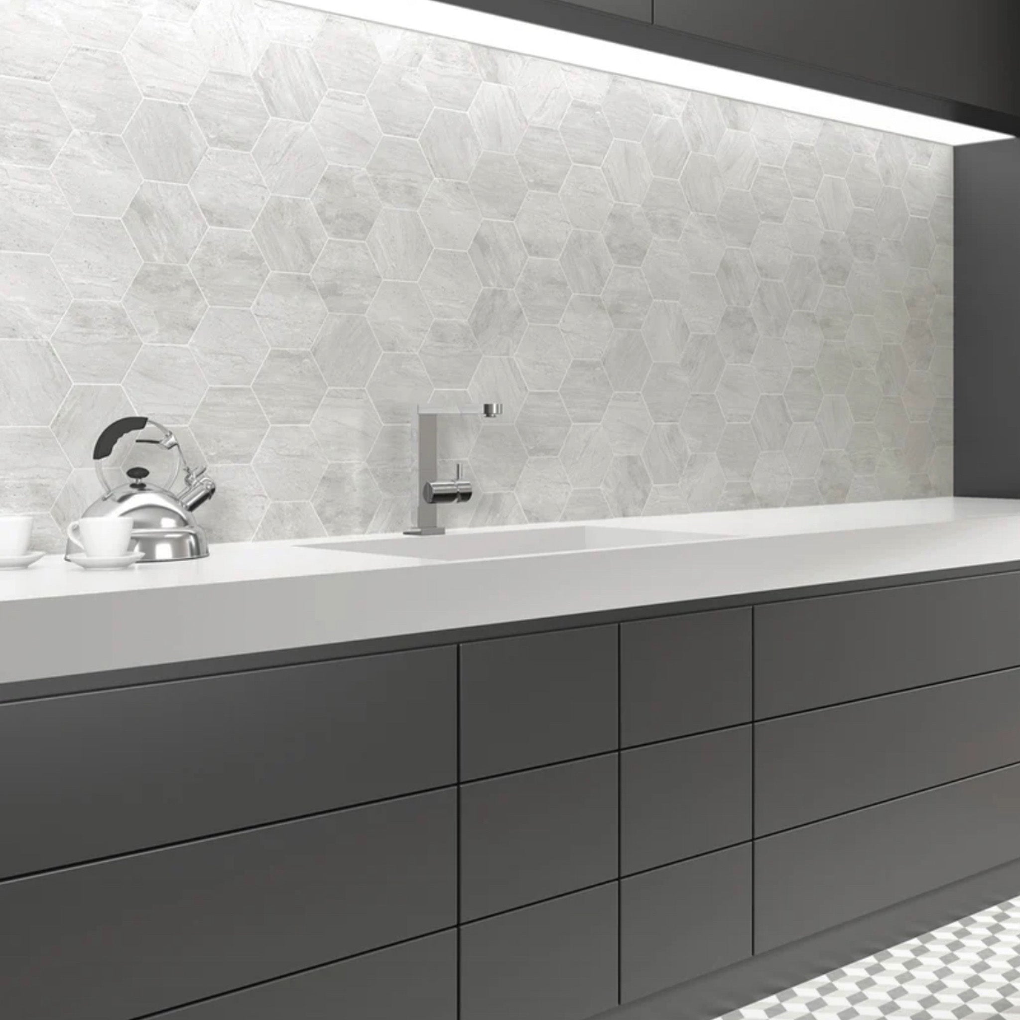 Atrium Grey Hex Hexagon Tile