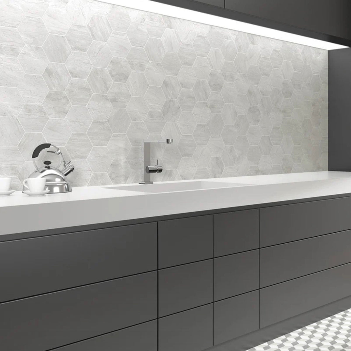 Atrium Grey Hex Hexagon Tile