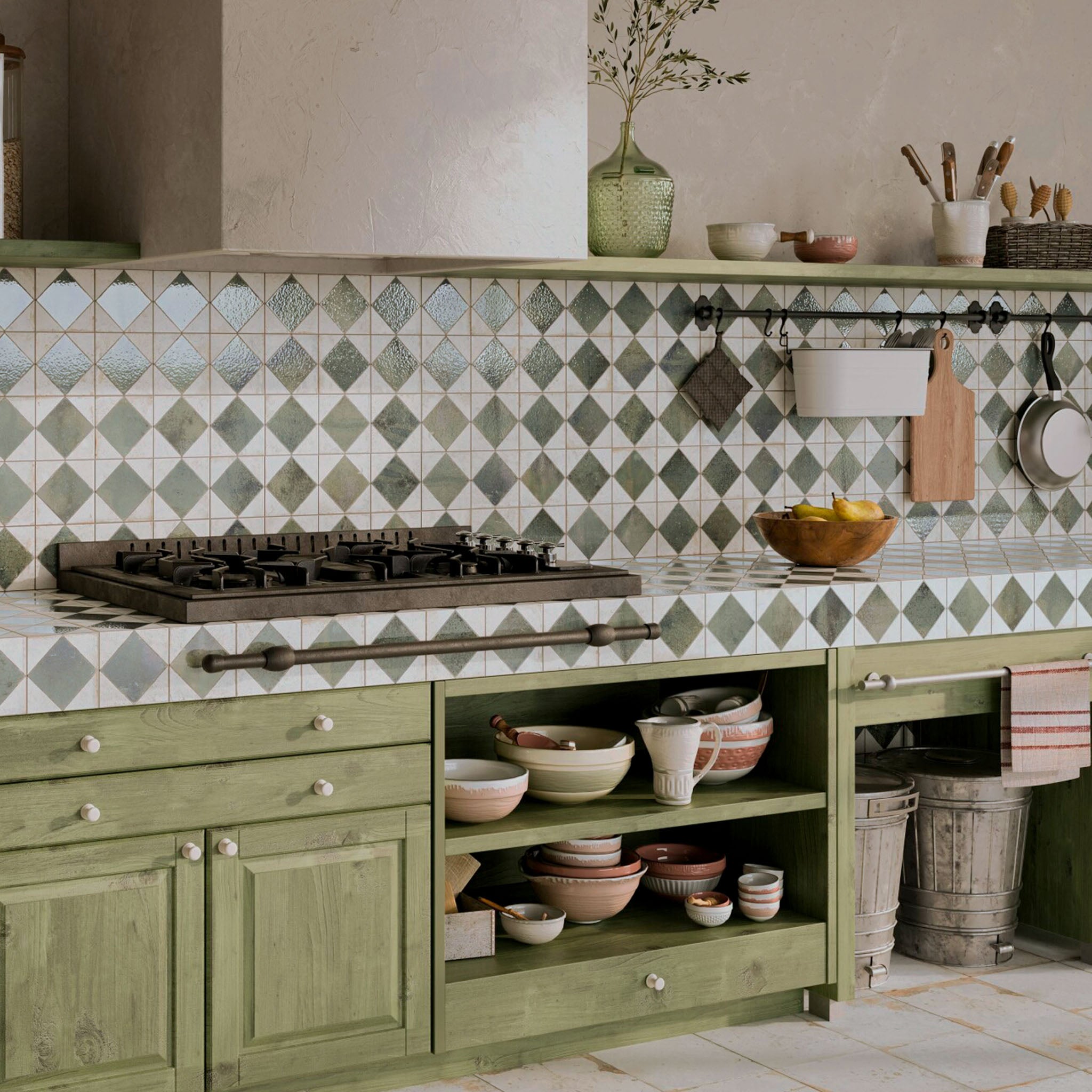 Auberge Green Patterned Tile