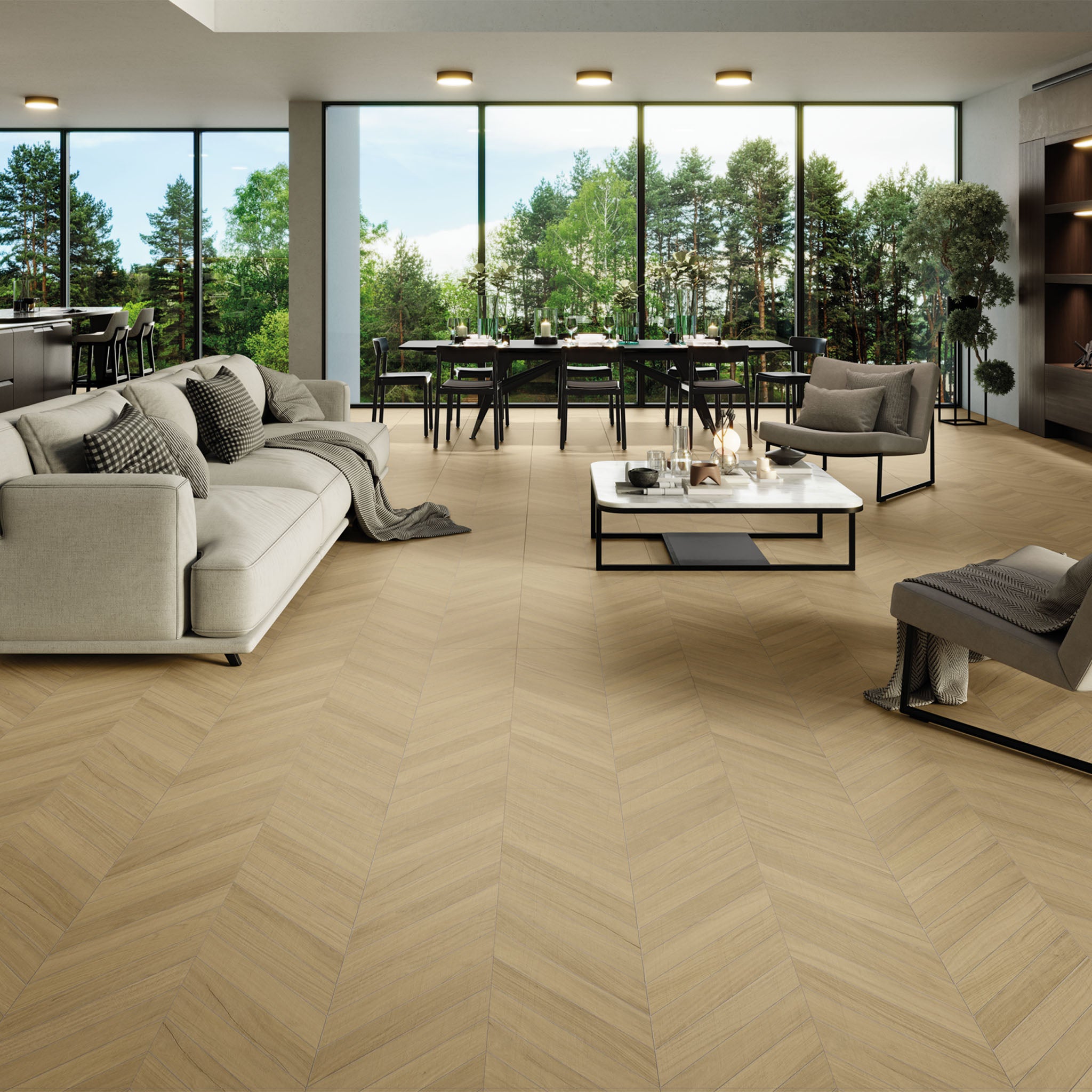 Chevron Oak Wood Effect Tile