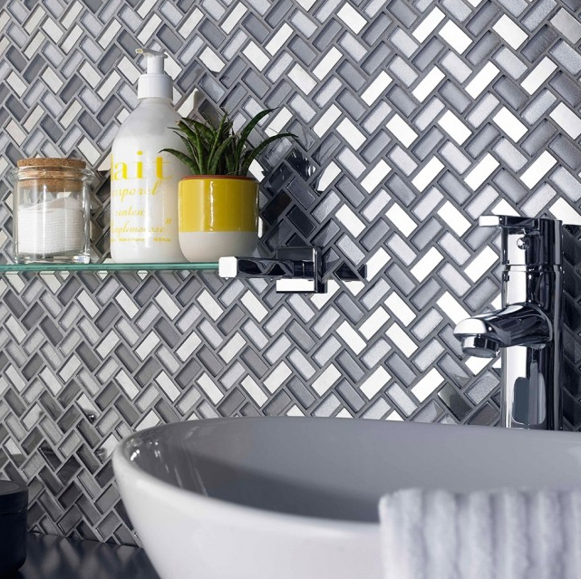 Image of Chroma Grey chevron tiles