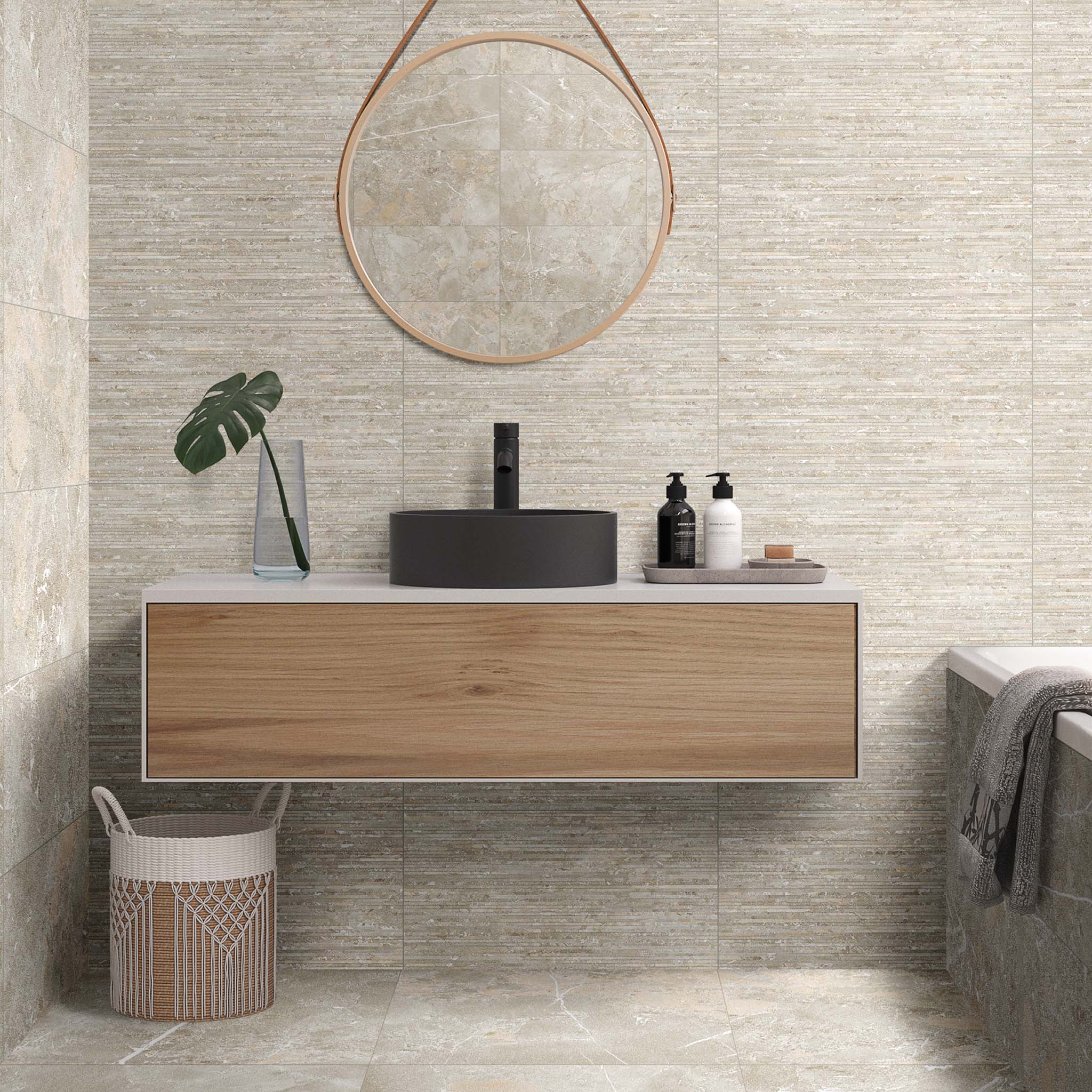 Como Beige Fluted Tile