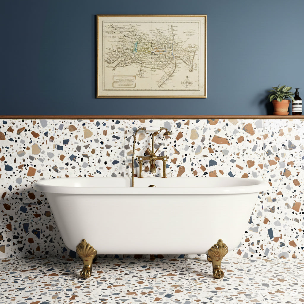 Flecks White Terrazzo Tile