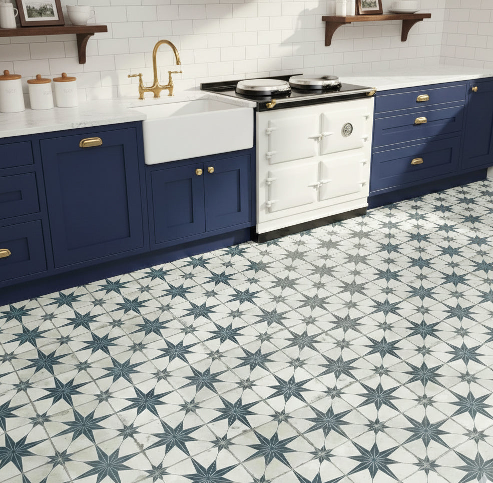 Heritage Star Blue Patterned Tile