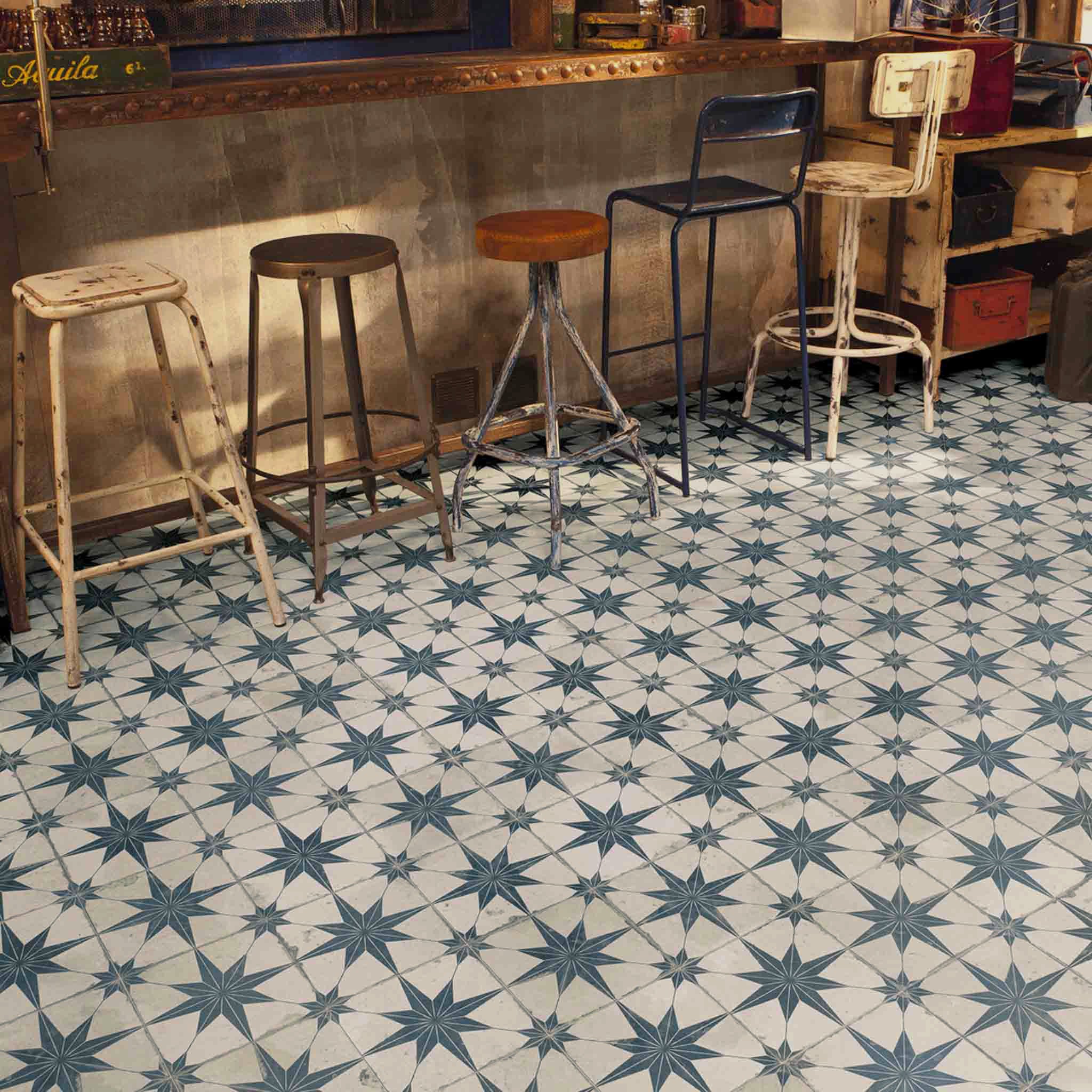 Heritage Star Blue Patterned Tile