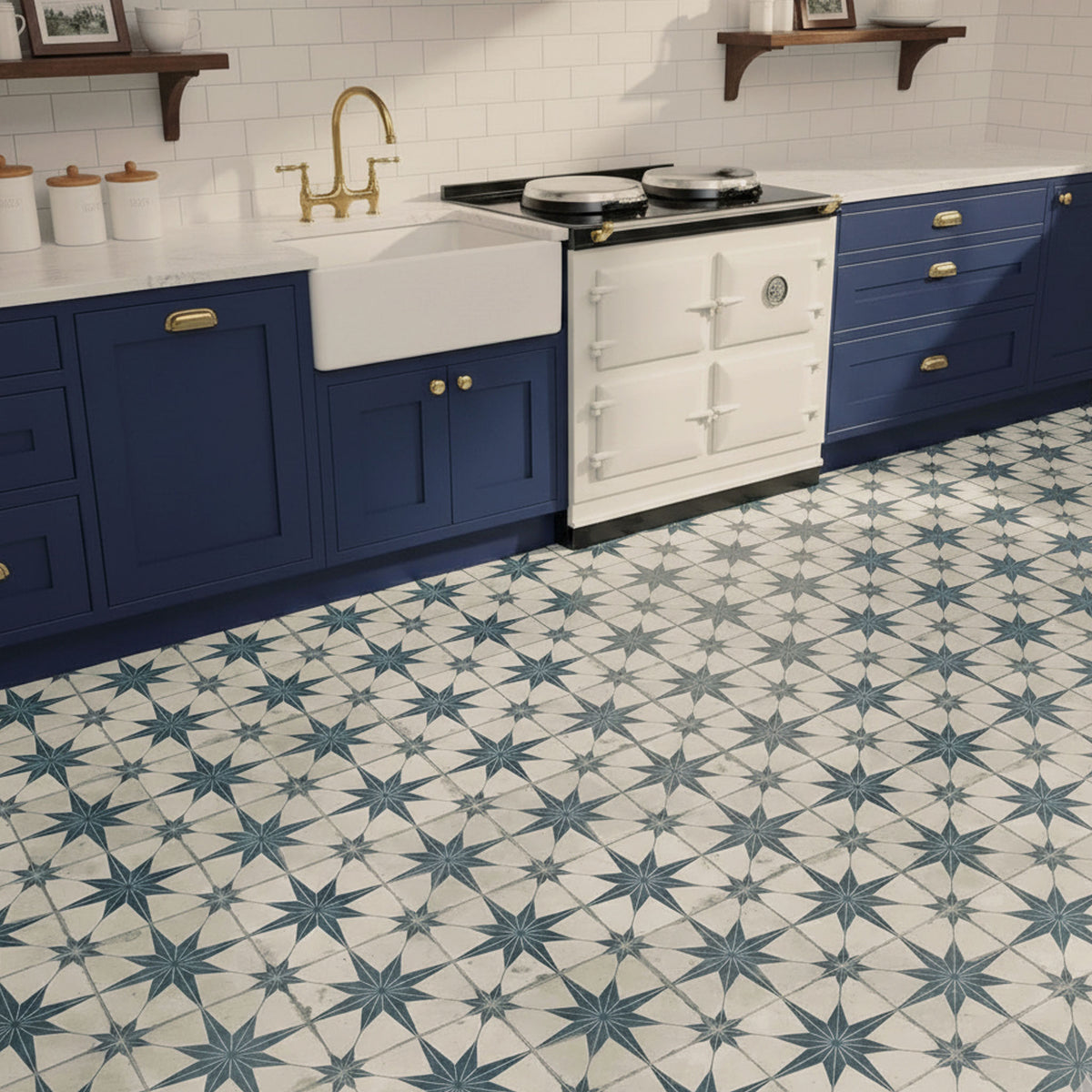Heritage Star Blue Patterned Tile