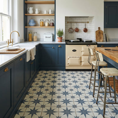 Heritage Star Blue Patterned Tile