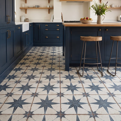 Heritage Star Blue Patterned Tile
