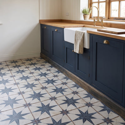Heritage Star Blue Patterned Tile