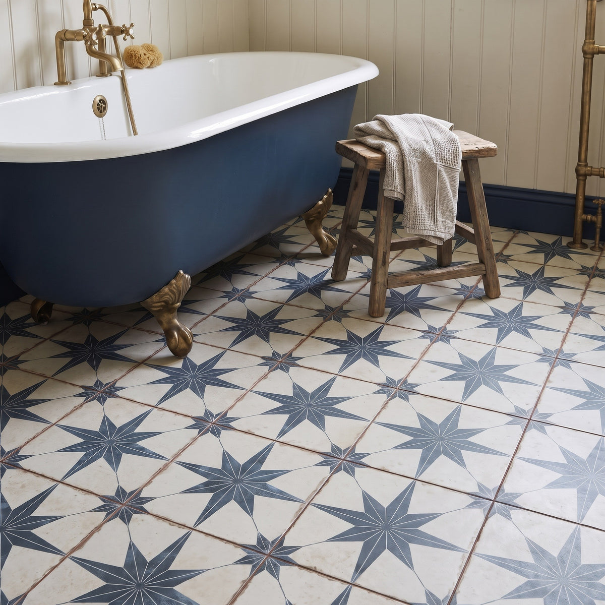 Heritage Star Blue Patterned Tile