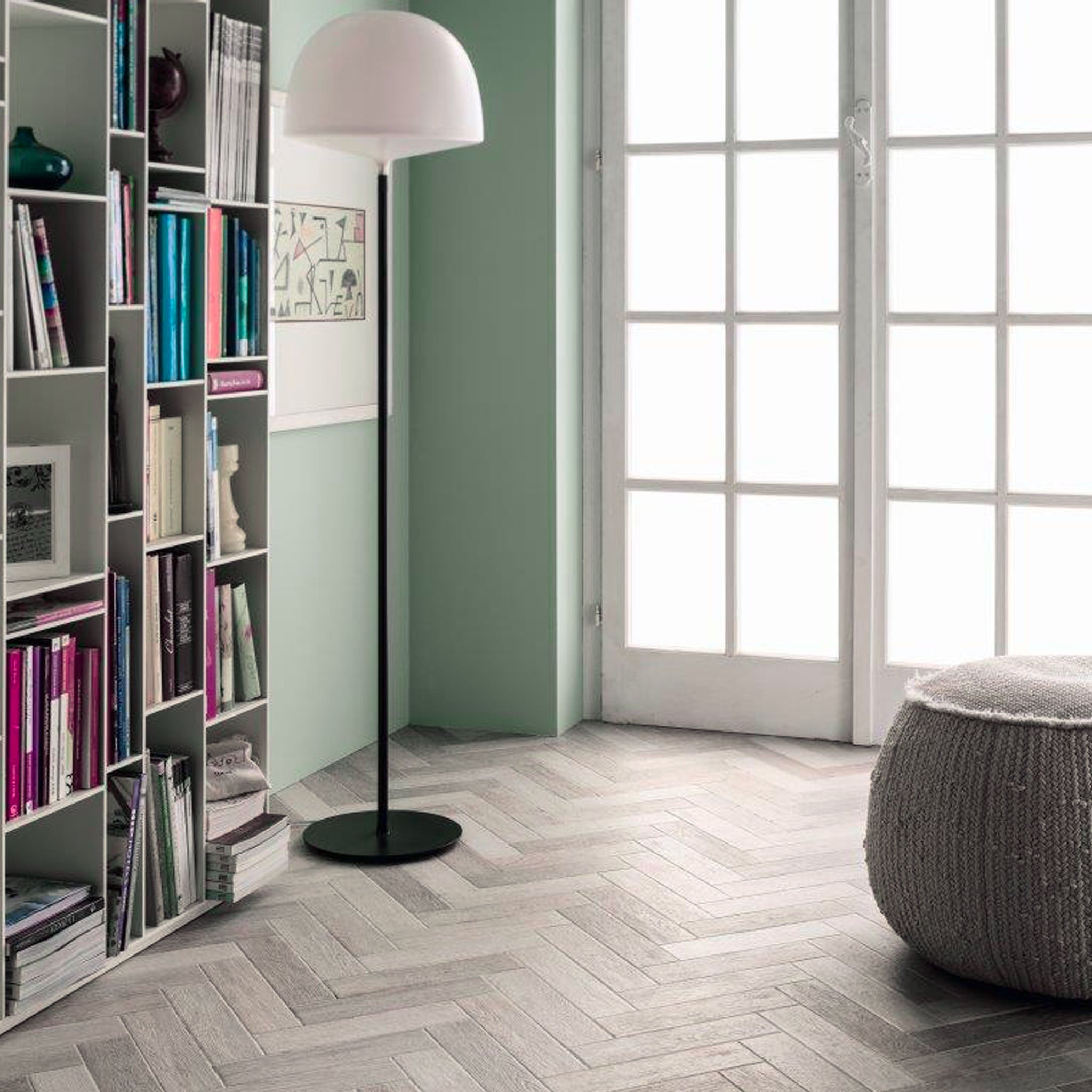 Herringbone White Wood Effect Tile