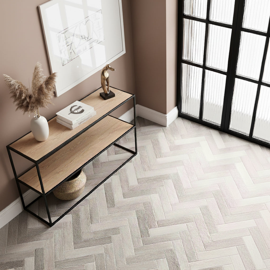 Herringbone White Wood Effect Tile