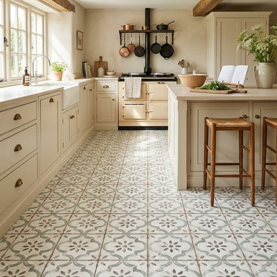 Salcombe Green Patterned Tile