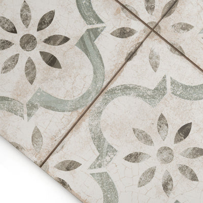 Salcombe Green Patterned Tile