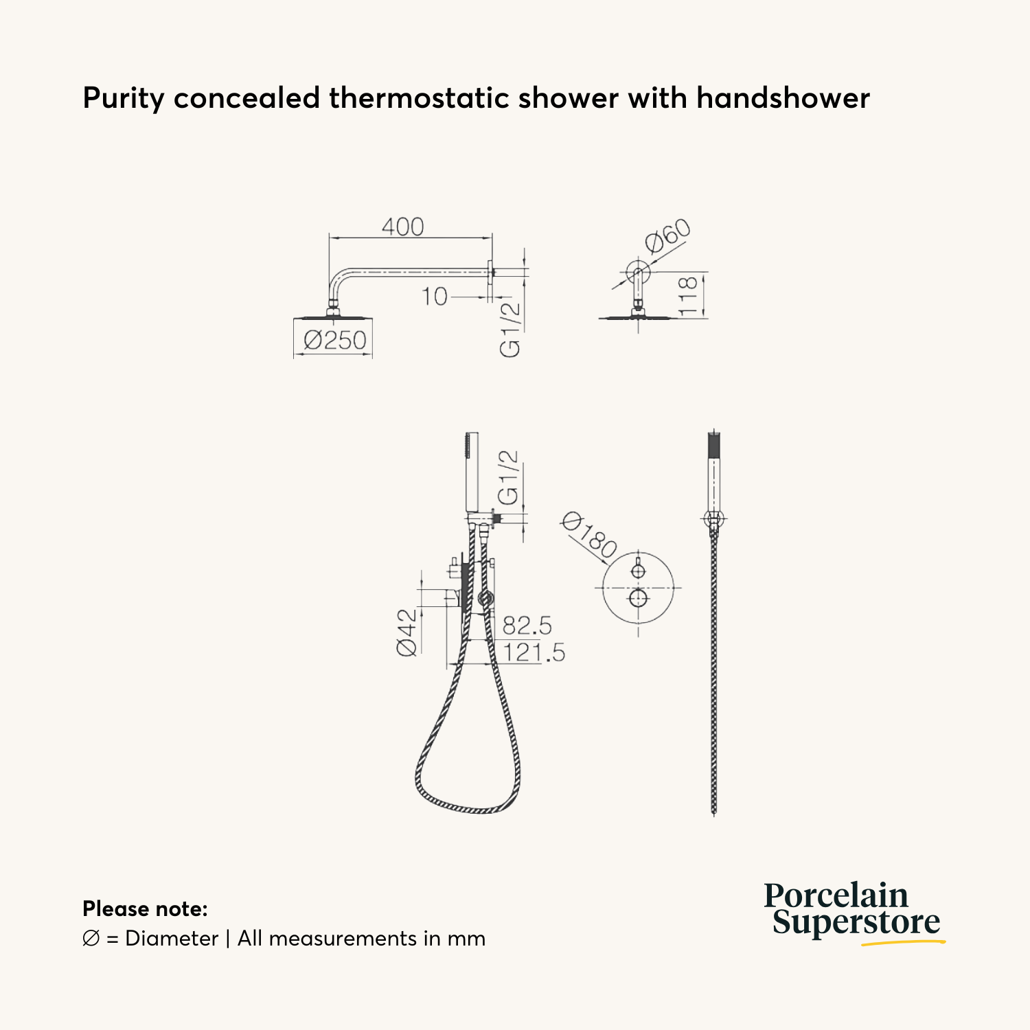 Purity Concealed Thermostatic Shower With Handshower