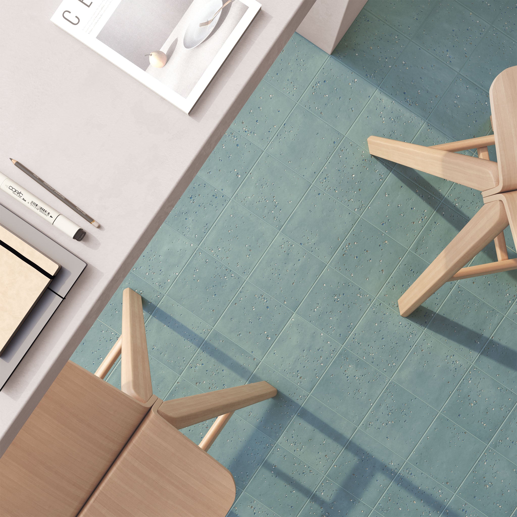 Starburst Teal Terrazzo Tile