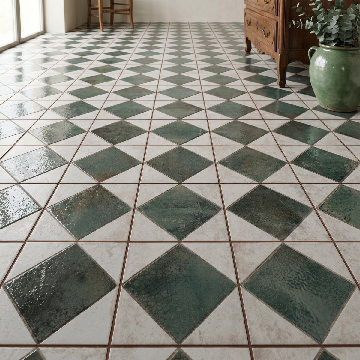 Auberge Green Patterned Tile