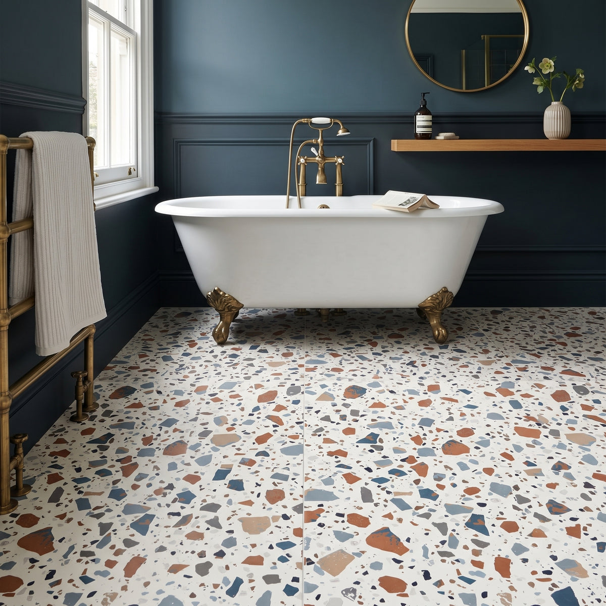 Flecks White Terrazzo Tile