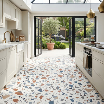 Flecks White Terrazzo Tile