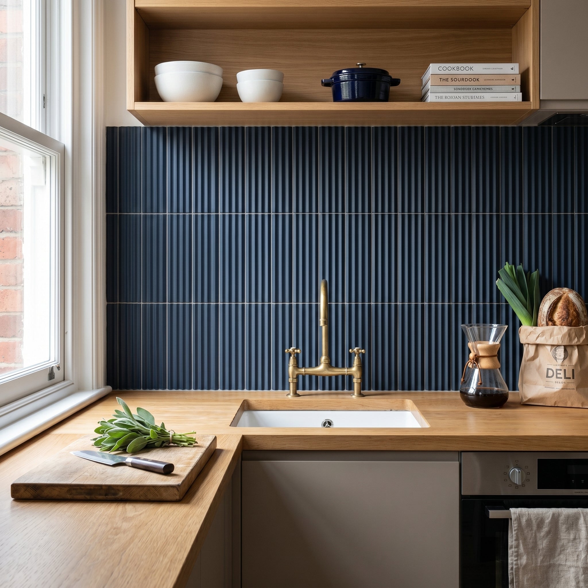 Fluted Denim Decor Wall Tile