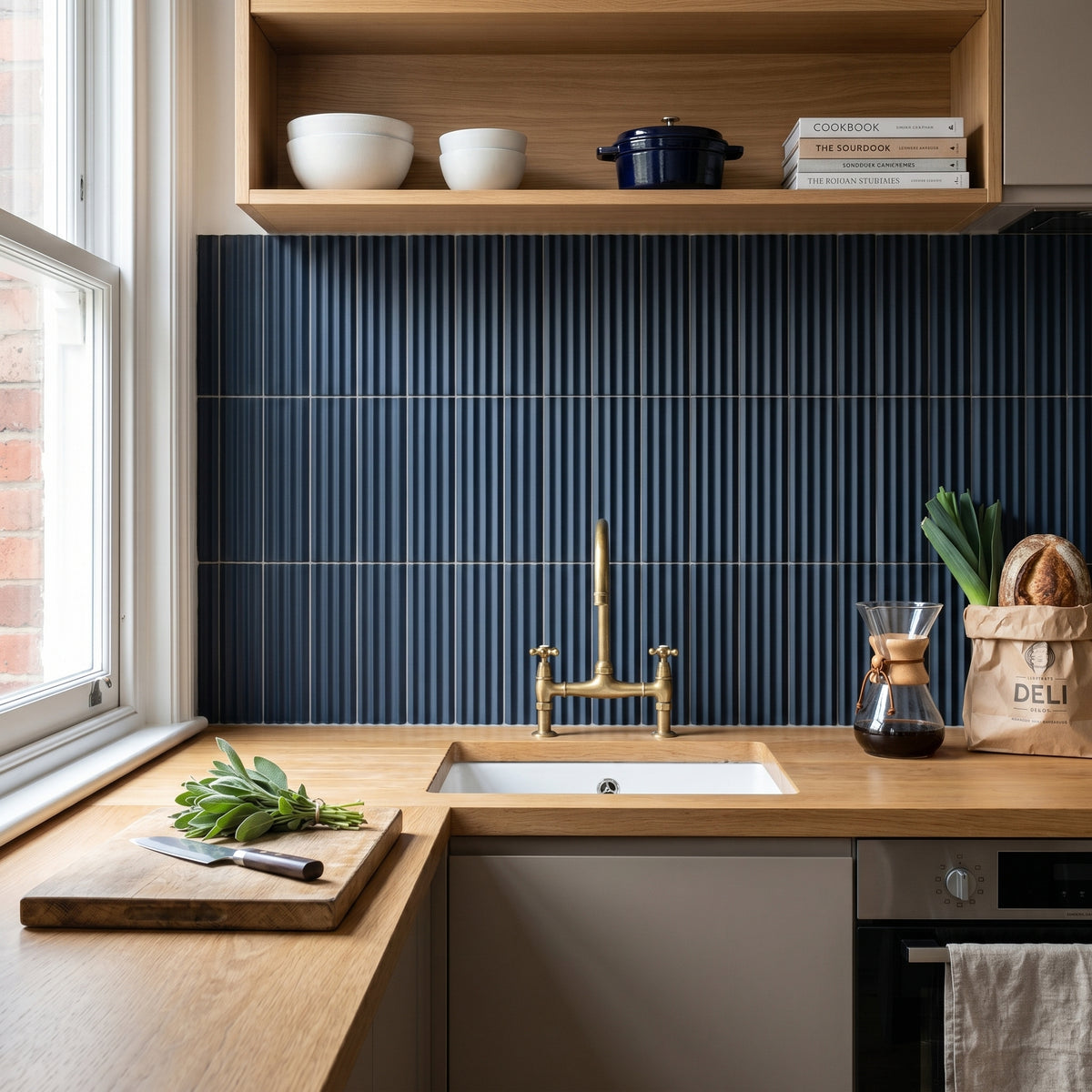 Fluted Denim Decor Wall Tile