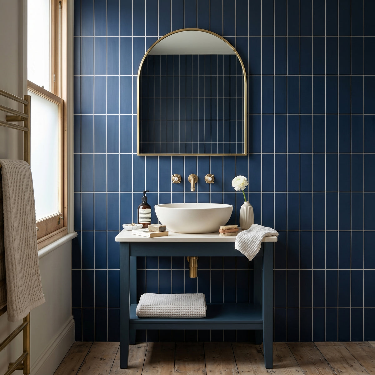 Fluted Denim Plain Wall Tile