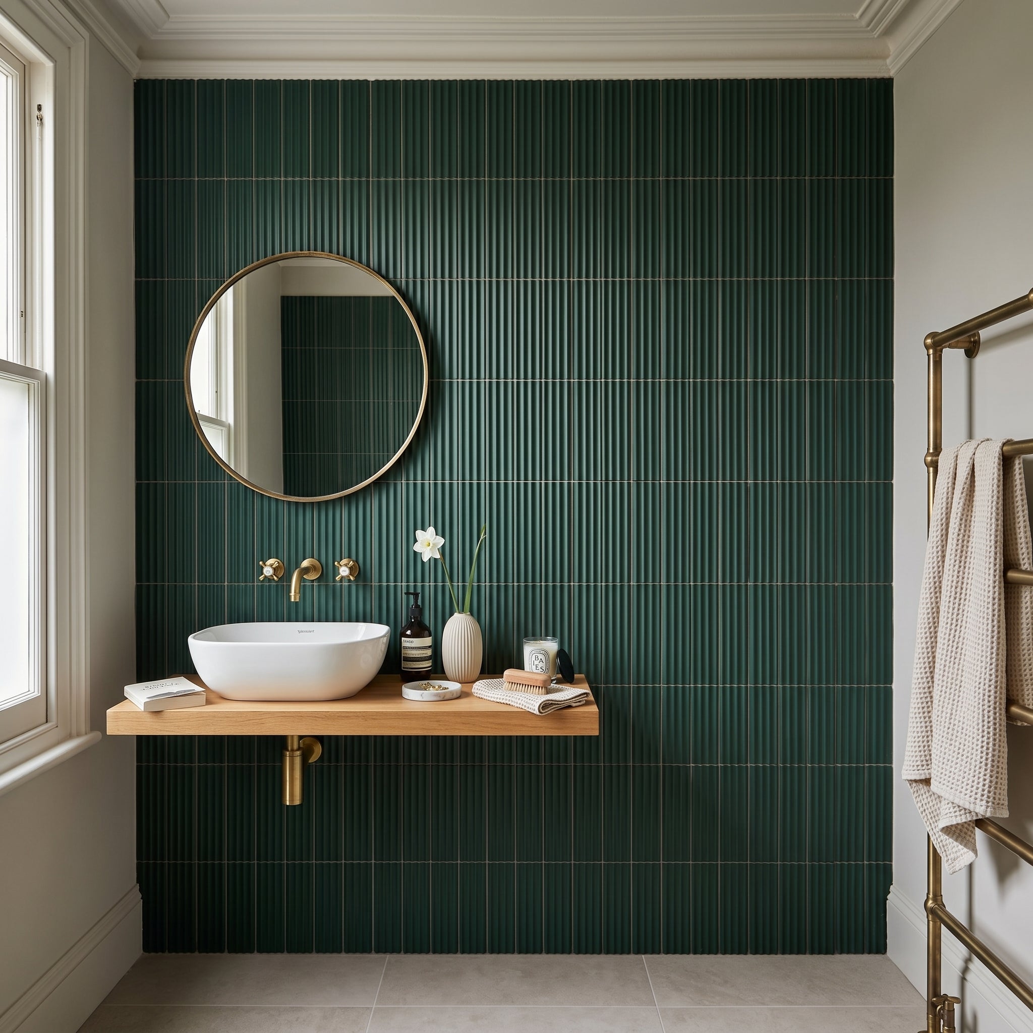 Fluted Emerald Decor Wall Tile