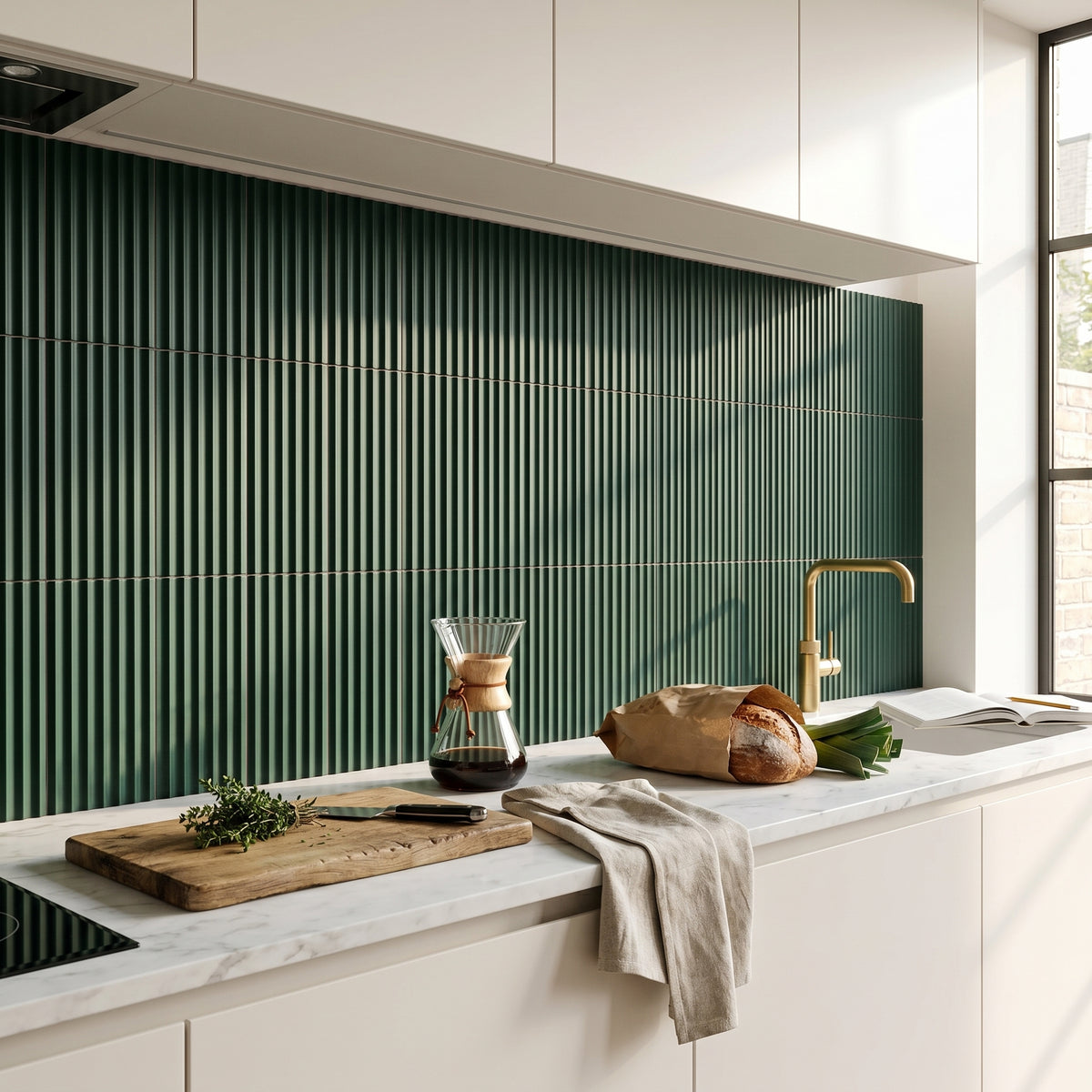 Fluted Emerald Decor Wall Tile