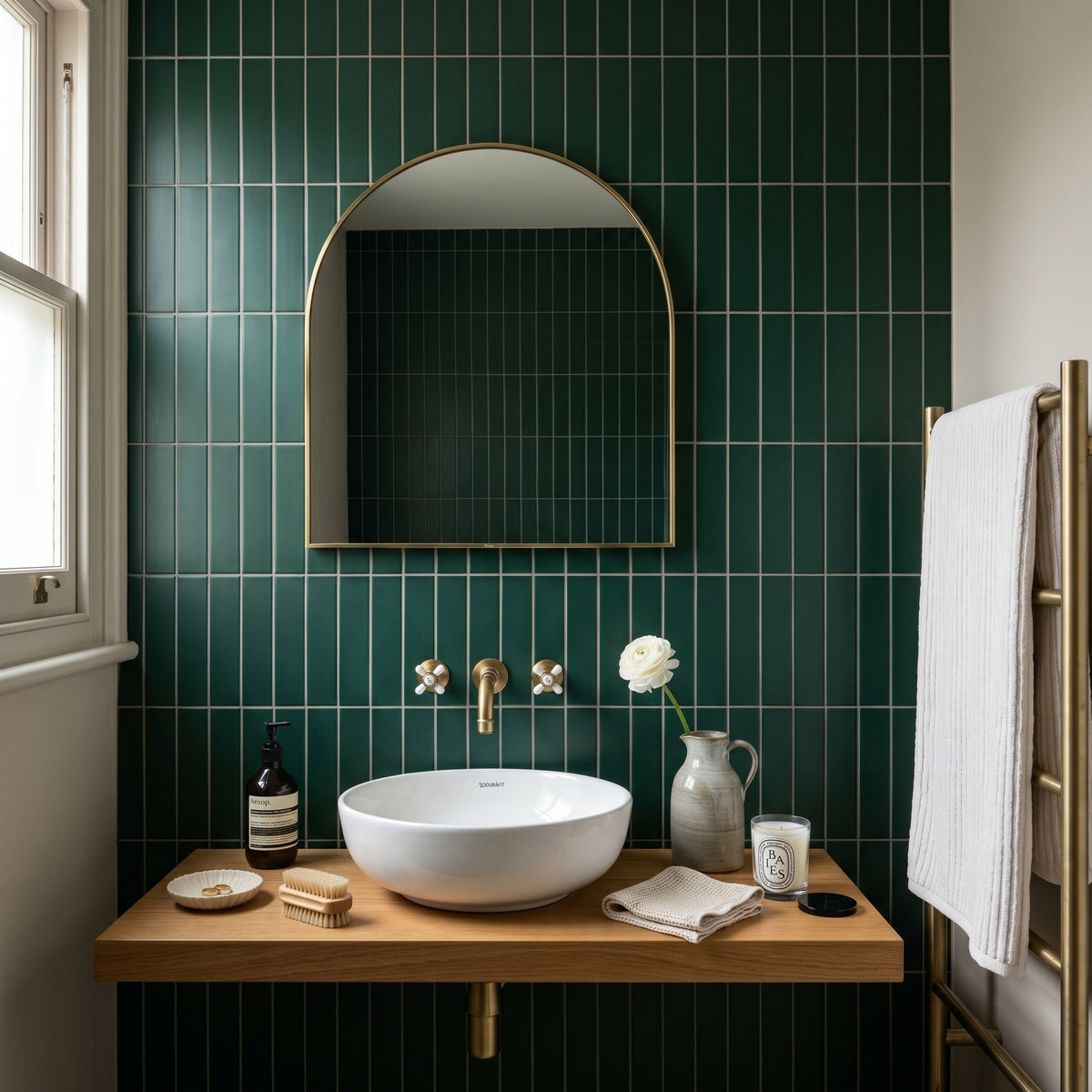 Fluted Emerald Plain Wall Tile
