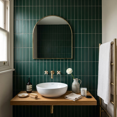Fluted Emerald Plain Wall Tile