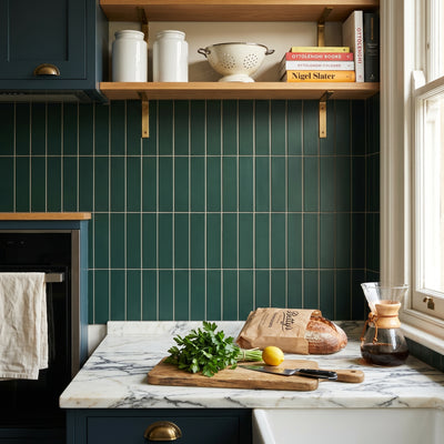 Fluted Emerald Plain Wall Tile