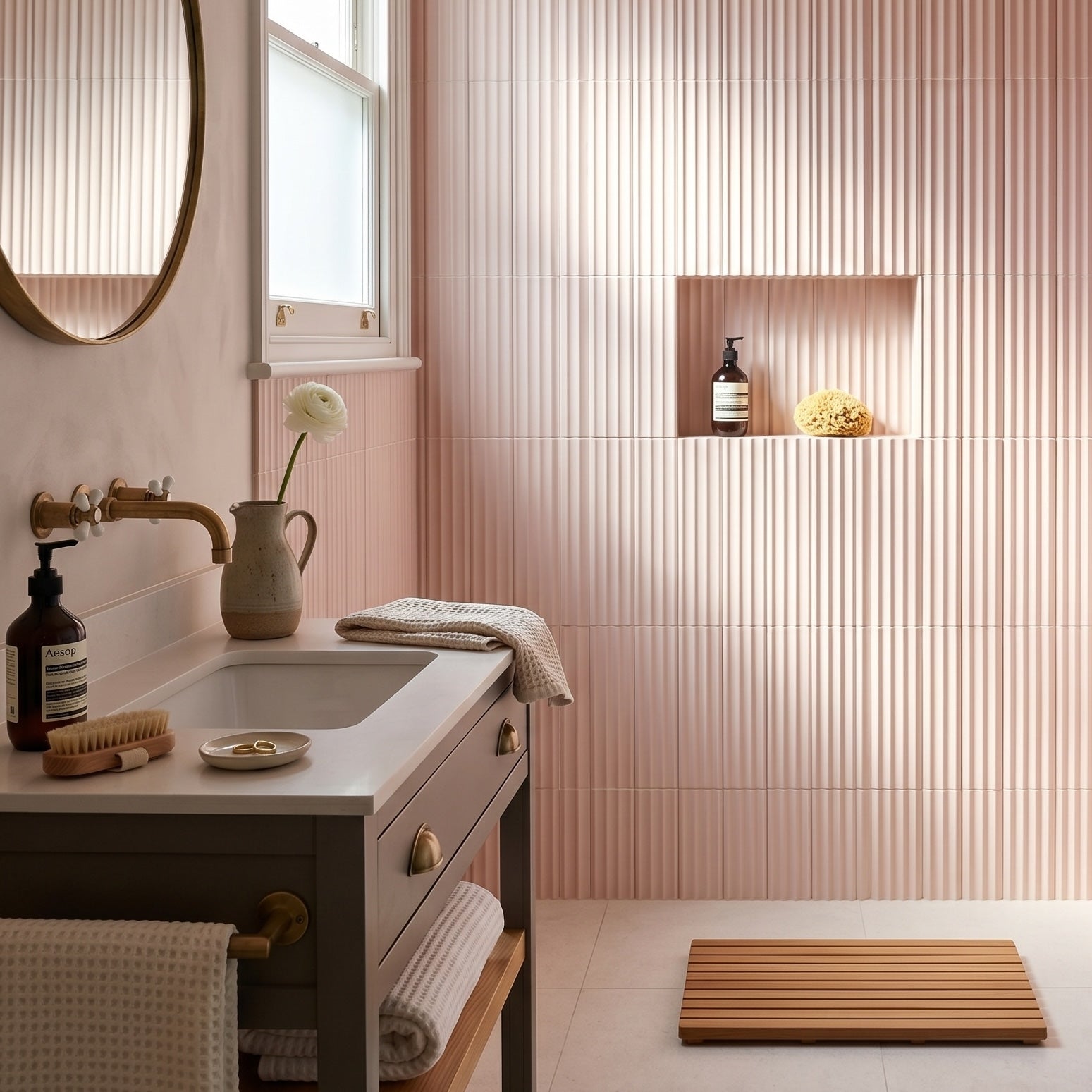 Fluted Pink Decor Wall Tile