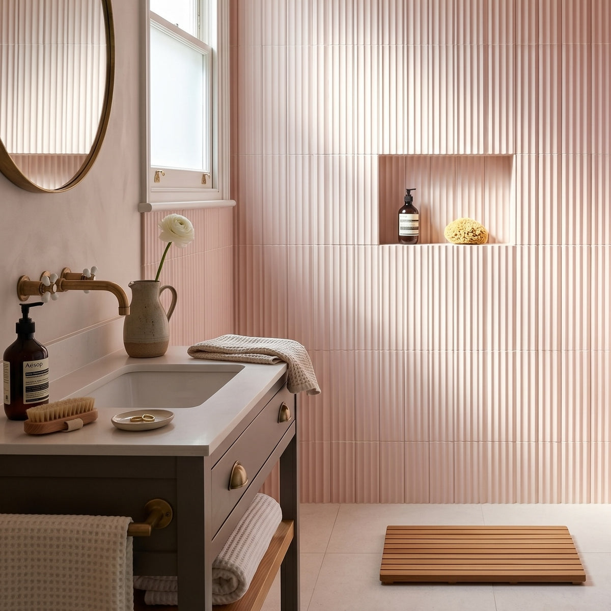 Fluted Pink Decor Wall Tile